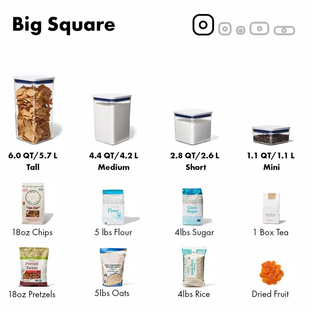 OXO Good Grips 4.4 Qt. POP Container with Airtight Lid, Stackable Food Storage for Flour and Sugar