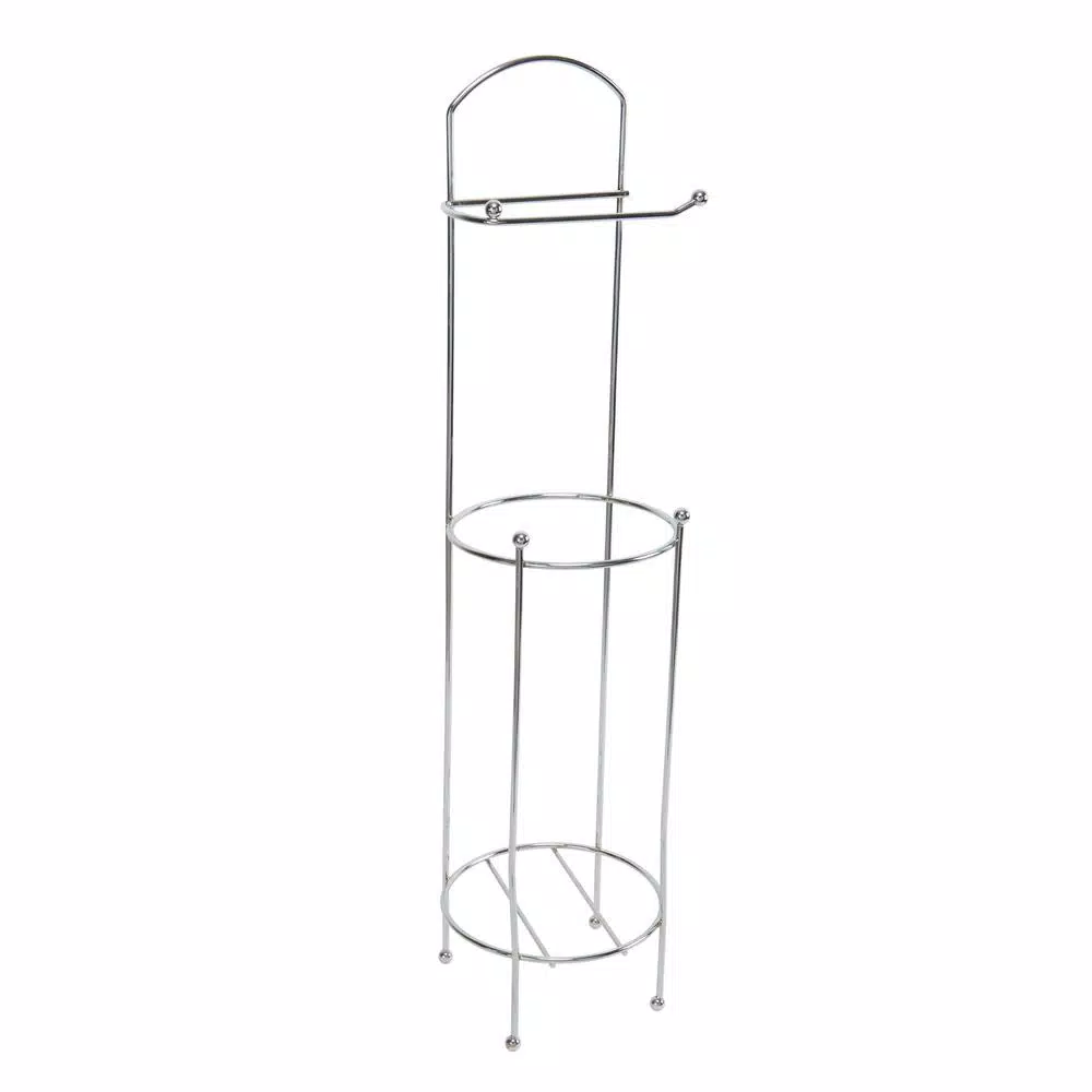 Bath Bliss Chrome Toilet Paper Holder and Stand, Freestanding Storage with 3 Extra Roll Capacity