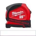 Milwaukee 25 ft. Compact Tape Measure with Engineer Scale and Nylon Blade Protection thumbnail 1