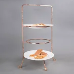 Creative Home 3-Tier Copper Plated Iron Cake & Tiered Stand, Handcrafted Serving Rack for Desserts and Fruit thumbnail 5