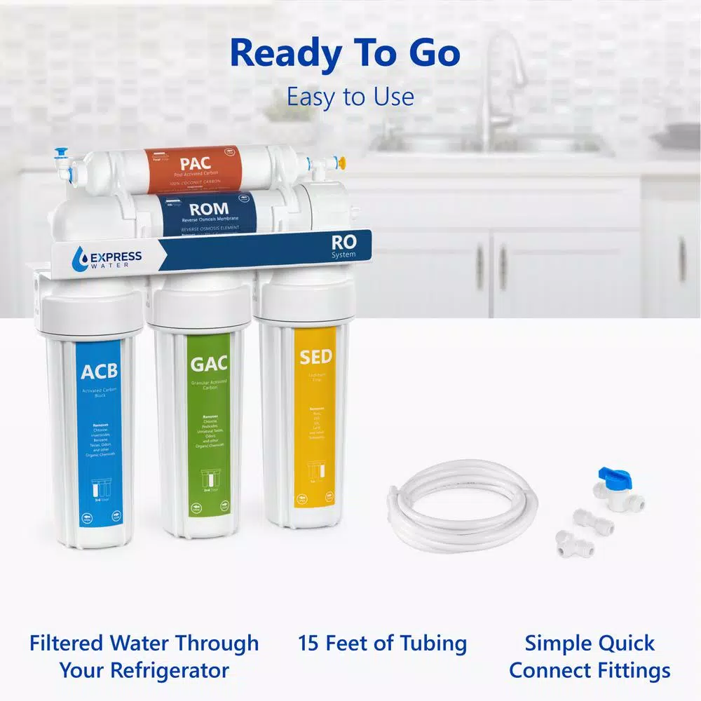 Express Water Refrigerator Connection Kit for Reverse Osmosis Systems, 15 ft. Tubing & Fittings