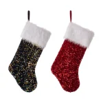 Glitzhome 21 in. Sequin Christmas Stockings with Faux Fur Cuff, Set of 2 (Red and Blue) thumbnail 1