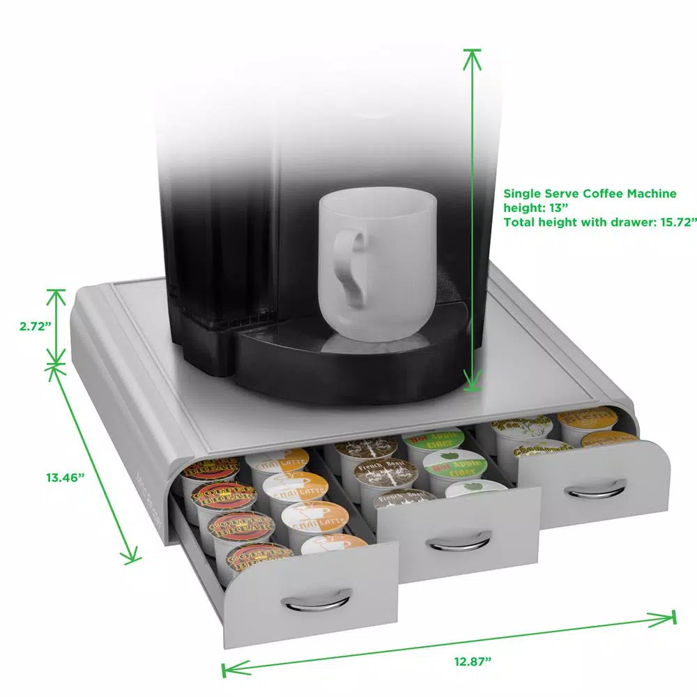 Mind Reader Anchor 36-Capacity Silver K-Cup Storage Drawer for Keurig Coffee Makers