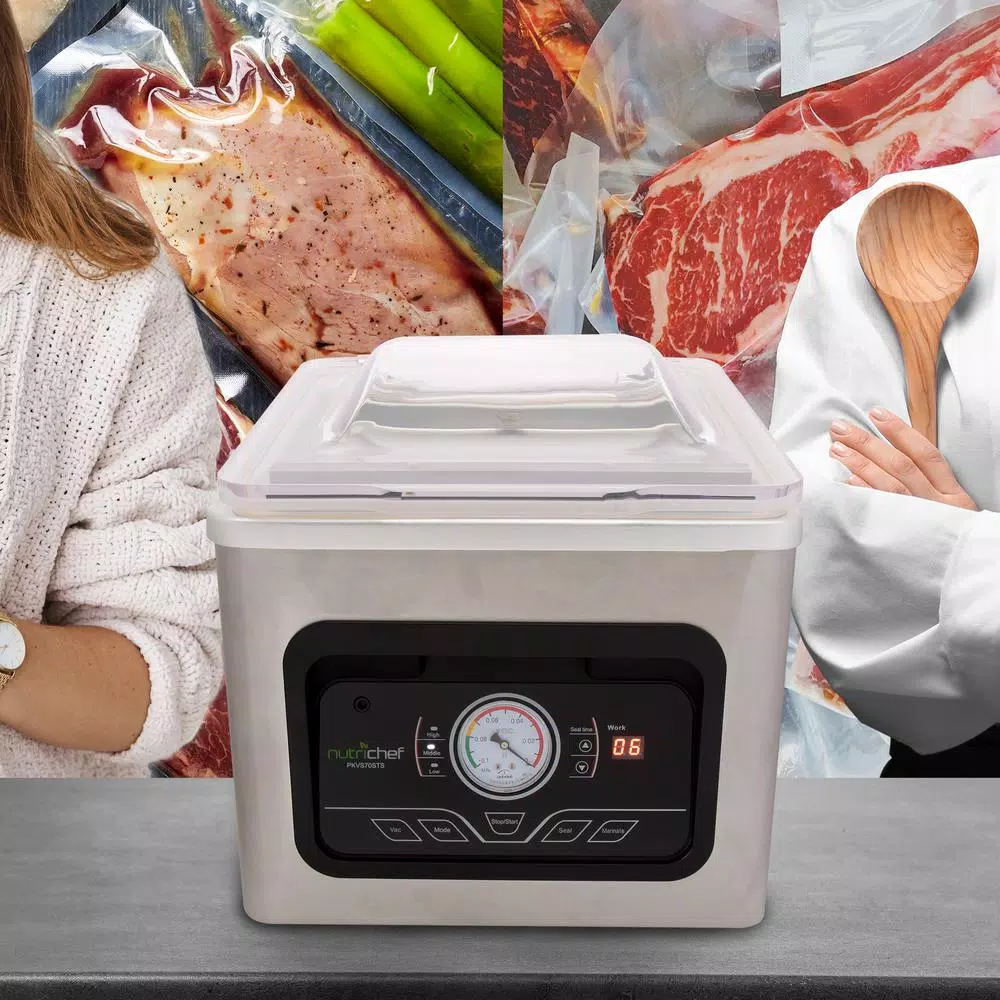 NutriChef White Chamber Food Vacuum Sealer System - Commercial Stainless Steel Electric Air Seal Preserver