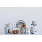 3R Studios Black and White Geometric Stoneware Salad Plates, Set of 4 with Gold Rim thumbnail 2