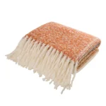 Glitzhome Orange and White Striped Jacquard Woven Acrylic Throw Blanket, 60 x 50 in. thumbnail 2