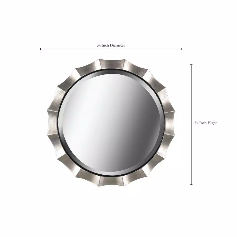 Kenroy Home Chorale 34 in. Round Silver Contemporary Accent Mirror