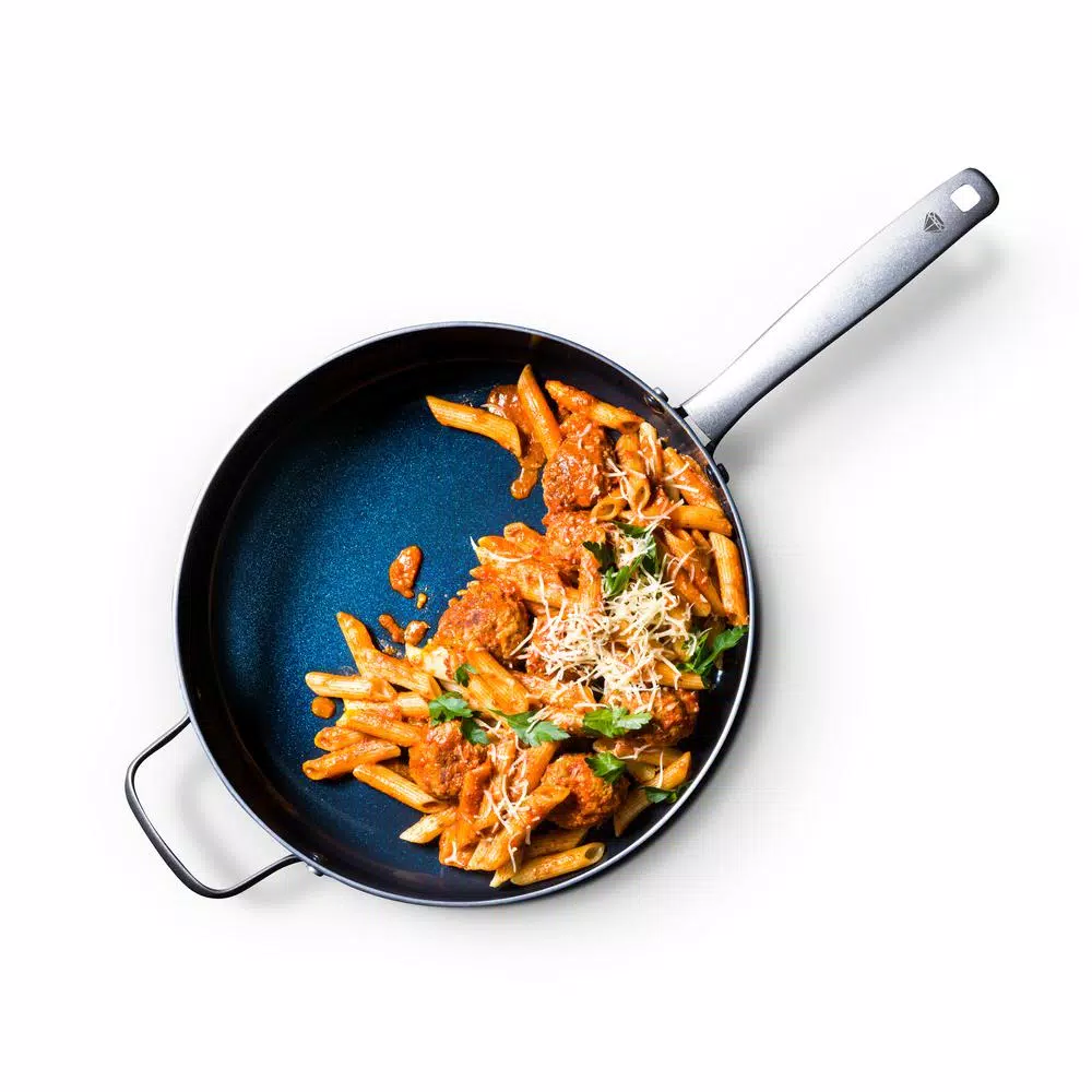 Blue Diamond 5 Qt. Aluminum Ceramic Nonstick Saute Pan with Glass Lid, Blue