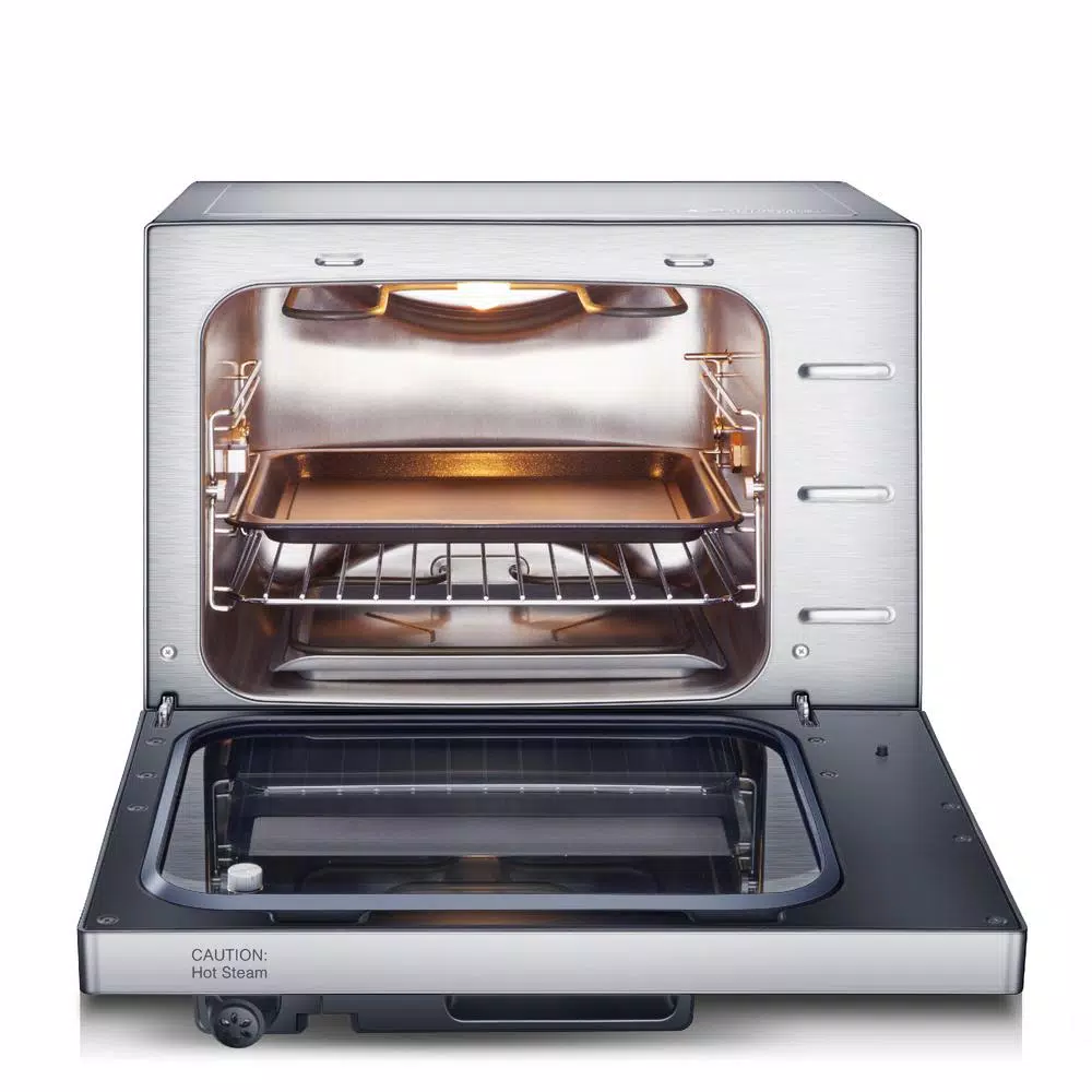 GoWISE USA 1600W 27 Qt. Stainless Steel Electric Pressure Oven with Rotisserie and 10 Programmable Presets