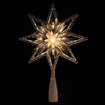 Northlight 8 in. Retro Silver Tinsel 8-Point Star Christmas Tree Topper with Clear Lights thumbnail 2