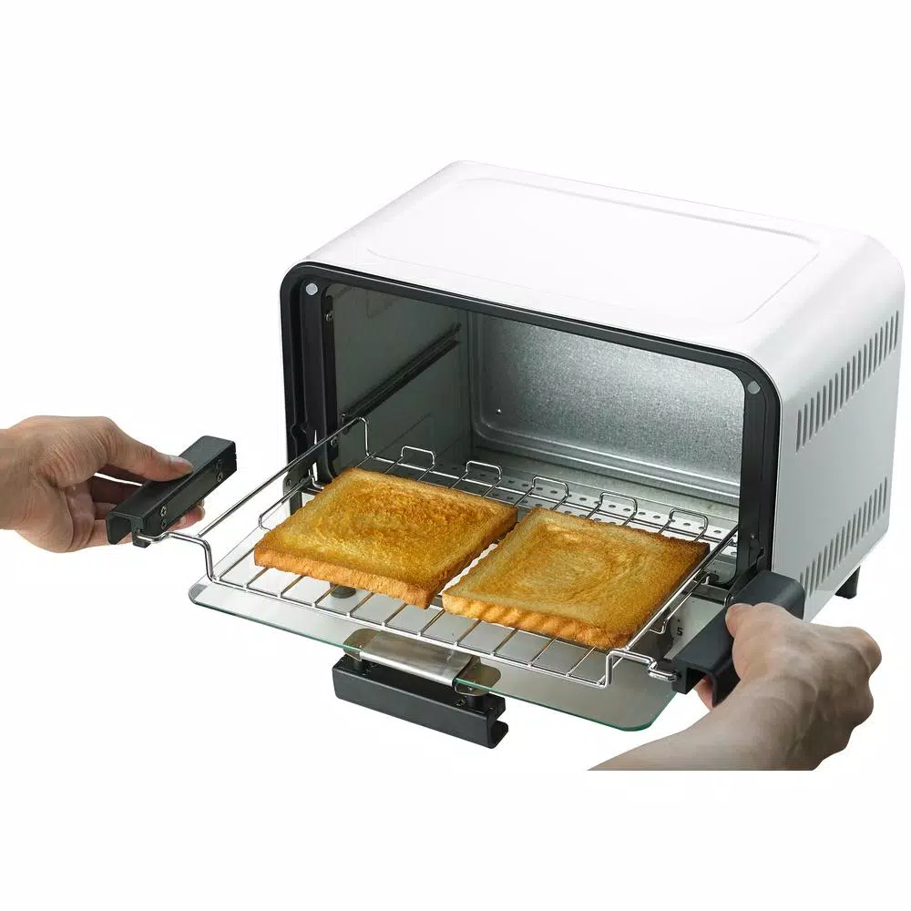 SPT Easy Grasp 800W 2-Slice White Countertop Toaster Oven with Built-In Timer