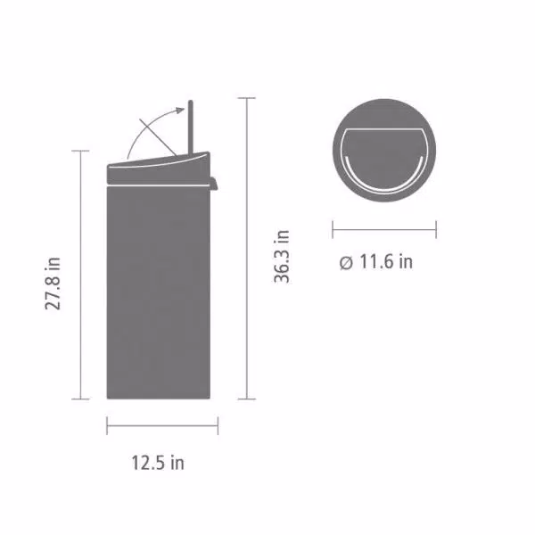 Brabantia 8 Gallon Touch Top Trash Can with Removable Inner Bucket - Passion Red
