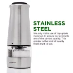 Ovente 2-in-1 Electric Salt and Pepper Grinder, Stainless Steel Silver, Battery Operated thumbnail 4