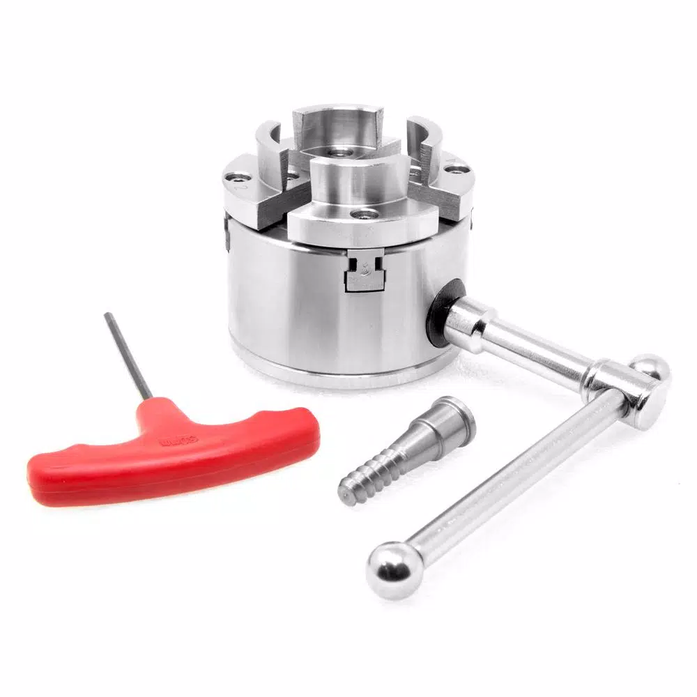 WEN 2.75 in. 4-Jaw Self-Centering Keyed Lathe Chuck Set with 1 in. x 8 TPI Thread