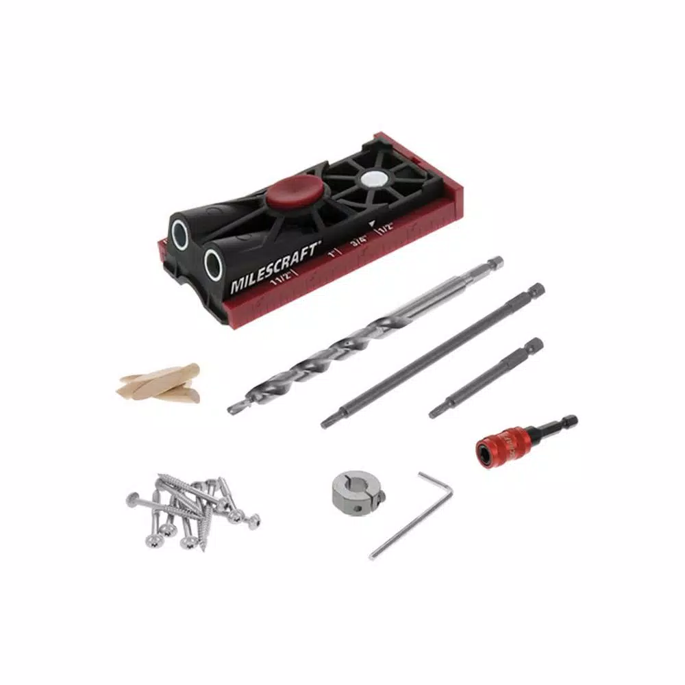 Milescraft PocketJig200 Complete Pocket Hole Jig Kit with Bit, Screws, and Drivers