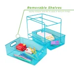 MIND READER 2-Tier Metal Mesh Utensil Caddy & Flatware Organizer, Blue thumbnail 3