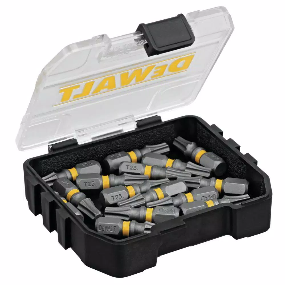 DEWALT MAX IMPACT T25 Torx Bits, 1 in., 15-Piece Set with Storage Case