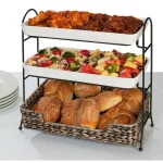 Unbranded CreativeWare Island Breeze 3-Tier Buffet Server Set with Ceramic Platters and Water Hyacinth Basket thumbnail 2