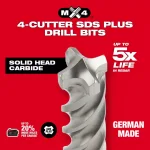 Milwaukee MX4 SDS-Plus 4-Cutter Carbide Drill Bit, 3/8 in. x 12 in. thumbnail 4