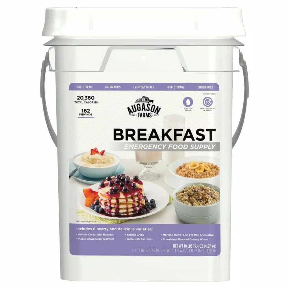 Augason Farms Breakfast Variety Pail - 162 Servings Emergency Food Supply