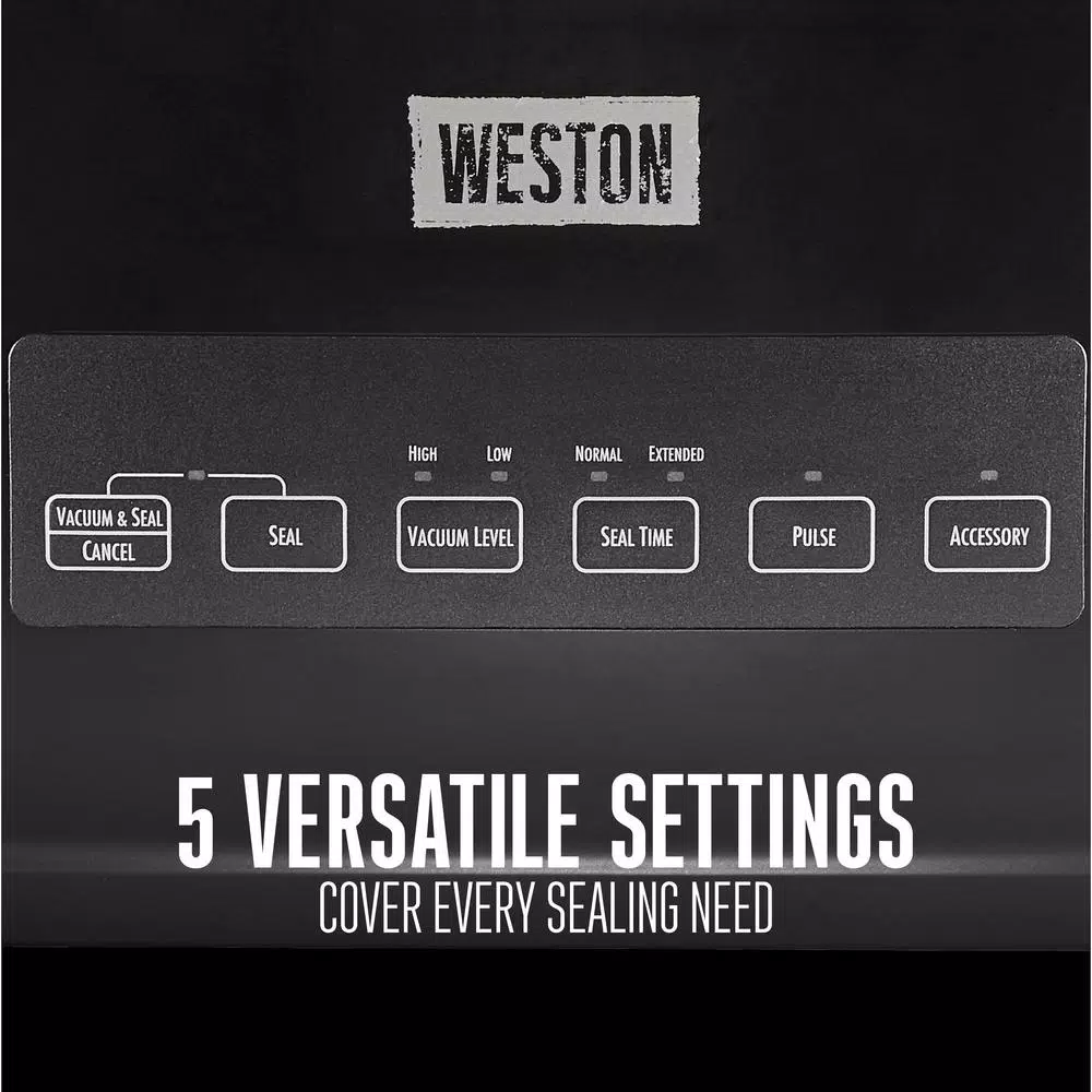 Weston Black Food Vacuum Sealer with Integrated Roll Storage and Bag Cutter