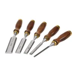 Stanley Bailey 5-Piece Chisel Set with Hardwood Handles and Leather Pouch thumbnail 2