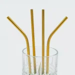 ExcelSteel 10-Piece Gold Stainless Steel Reusable Straw Set with Cleaning Brushes thumbnail 4