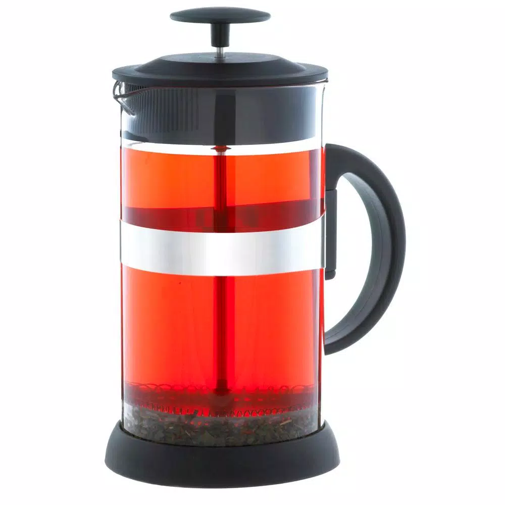 GROSCHE Zurich 3-Cup French Press, 24 oz Borosilicate Glass Coffee and Tea Maker, Black