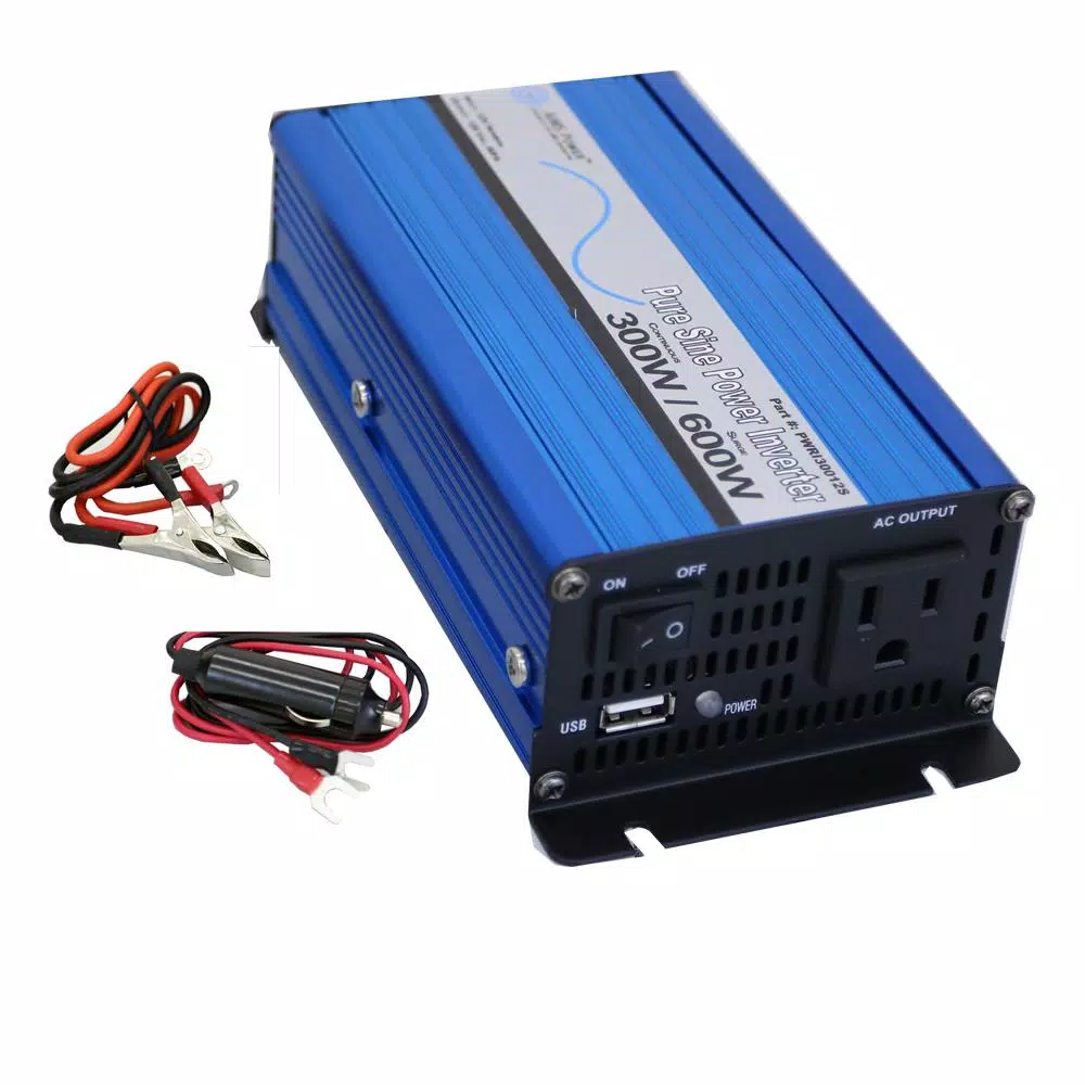 AIMS Power 300W Pure Sine Wave Power Inverter, 24V DC to 120V AC with USB Port