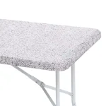 Brielle Home 30x72" Cotton Fabric Fitted Table Cover, Grey Granite Stone Pattern thumbnail 6