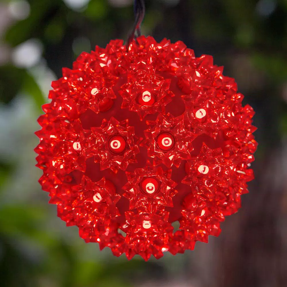 Wintergreen Lighting 7.5 in. Red LED Starlight Sphere with 120 Mini Lights