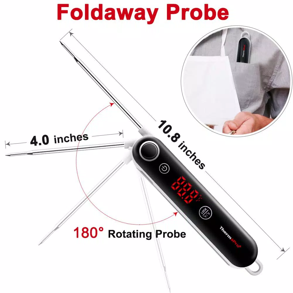 ThermoPro TP-18S Digital Instant Read Meat Thermometer, Fast 2-3s Response, 14°F-572°F