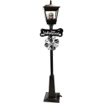 Haunted Hill Farm 71 in. Black Animated Skull Lamp Post with Spooky Music thumbnail 1