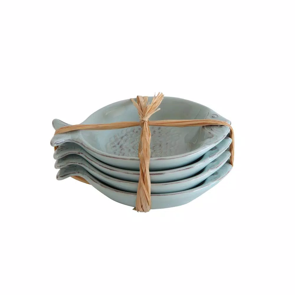3R Studios White Ceramic Aqua Fish Shaped Serving Bowl - 55 fl. oz. Multi-Purpose Dish