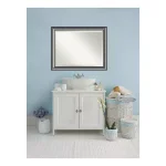 Amanti Art 45.63 in. W x 35.63 in. H Framed Rectangular Beveled Edge Bathroom Vanity Mirror in Metallic Silver thumbnail 1
