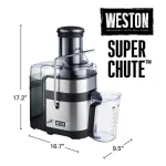 Weston Super Chute 1100W Centrifugal Juice Extractor, 3.5" Extra-Wide Feed Chute, Stainless Steel thumbnail 2
