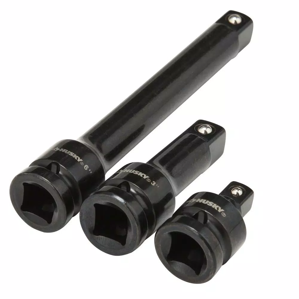 Husky 3-Piece Impact Accessory Set, 1/2 in. Drive Extensions and Adapter