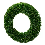 A & B Home 16 in. Faux Boxwood Round Wreath, Green Fabric Decorative Wreath thumbnail 1