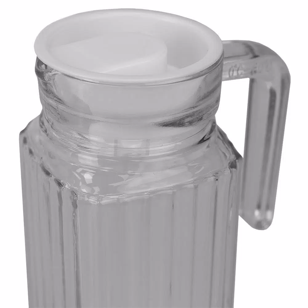 Unbranded Embellished Glass Decorative Pitcher, 33.8 fl. oz. Modern Clear Glassware