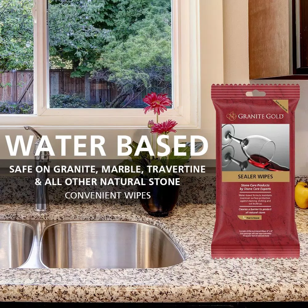Granite Gold Sealer Wipes for Natural Stone Surfaces