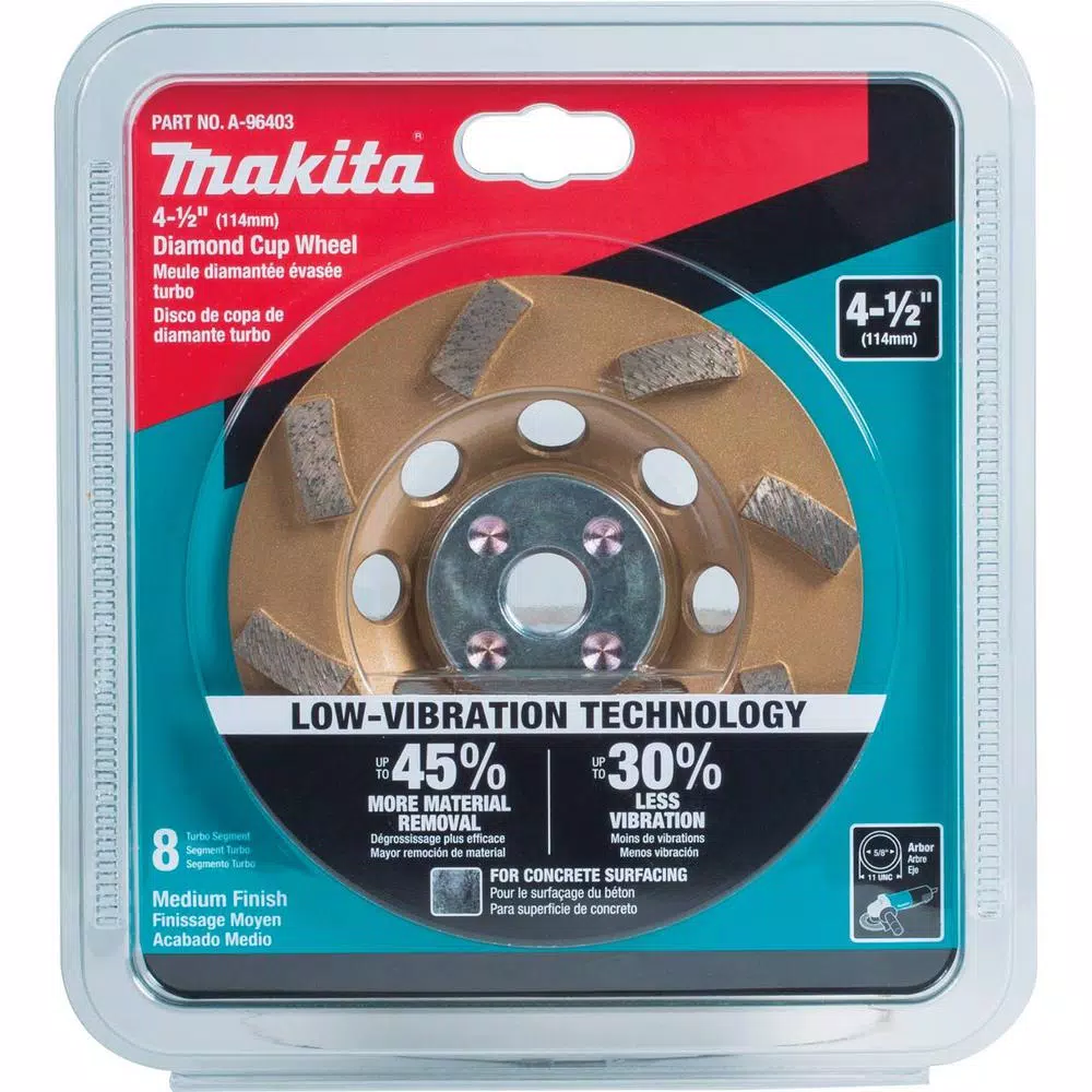Makita 4-1/2 in. Turbo 8-Segment Diamond Cup Wheel, Anti-Vibration
