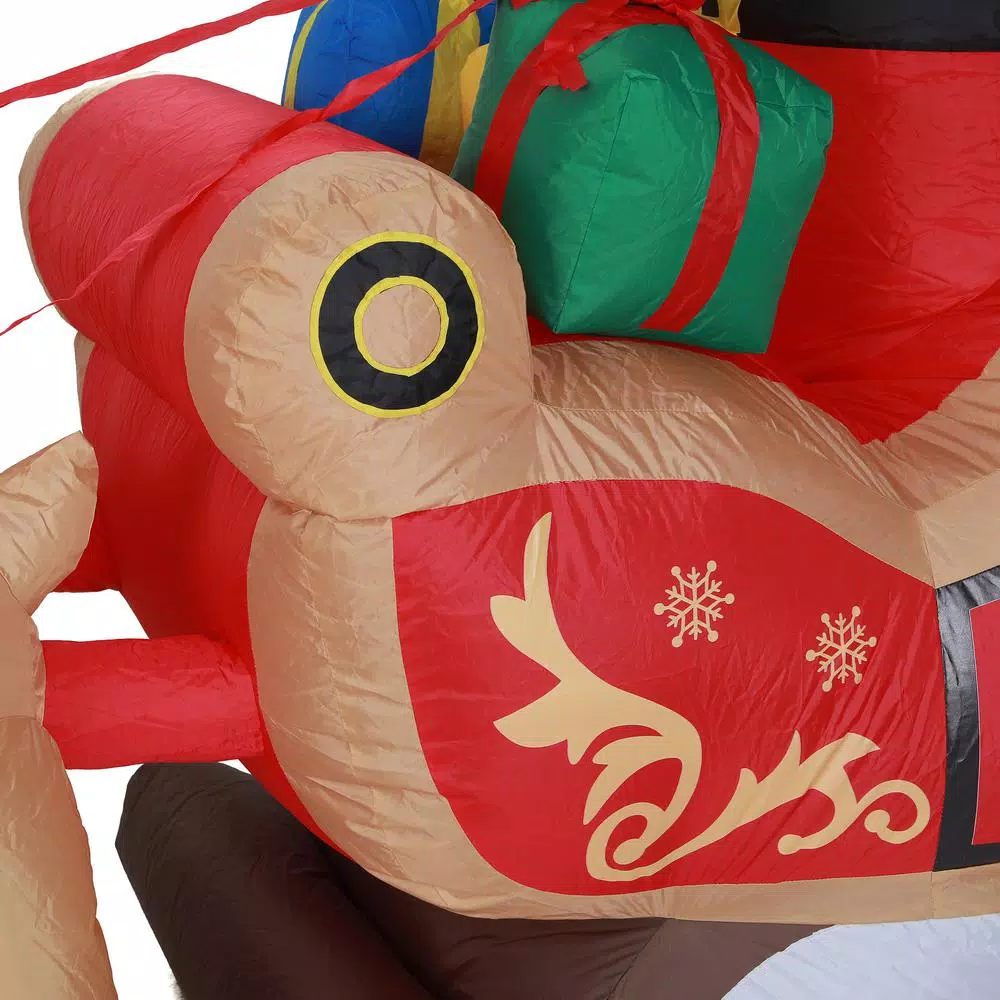 Luxen Home 7 ft. Santa and Sleigh Inflatable with LED Lights