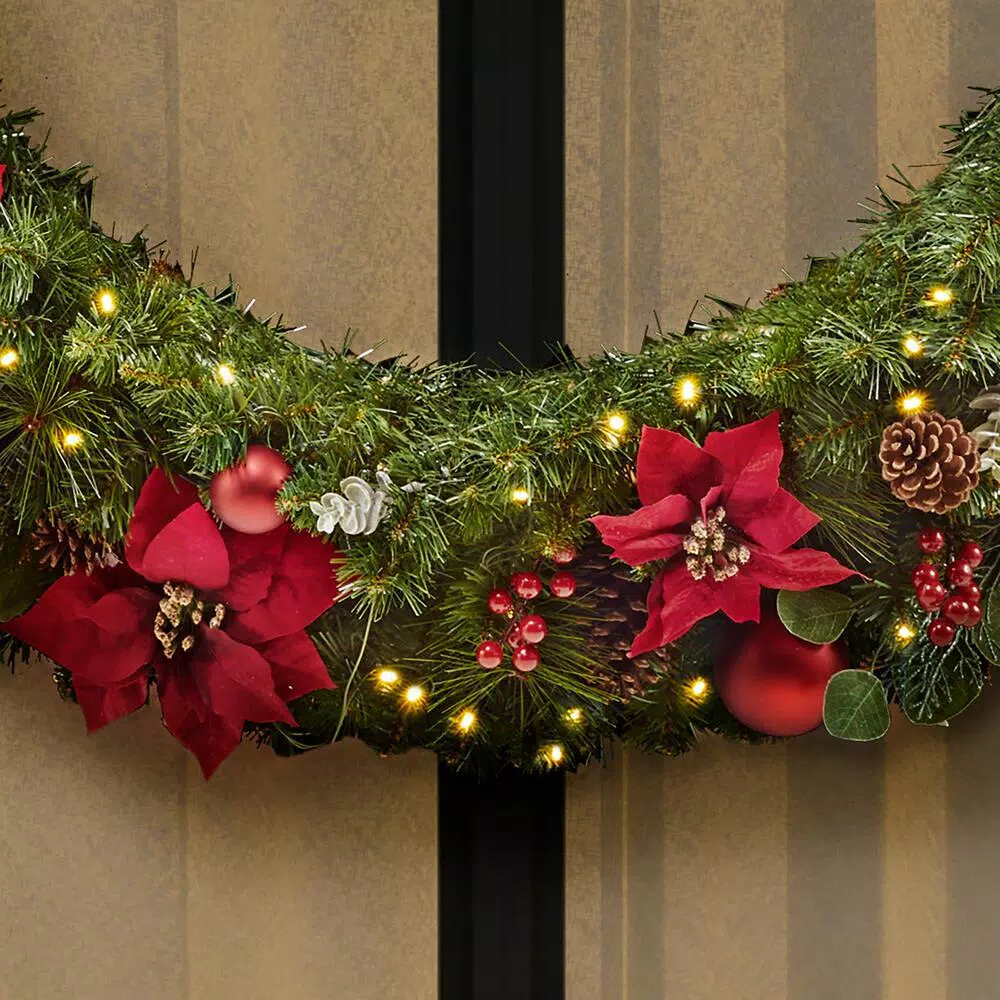 Home Accents Holiday Home Accent Holidays 48 in. Berry Bliss Pre-Lit LED Artificial Christmas Wreath