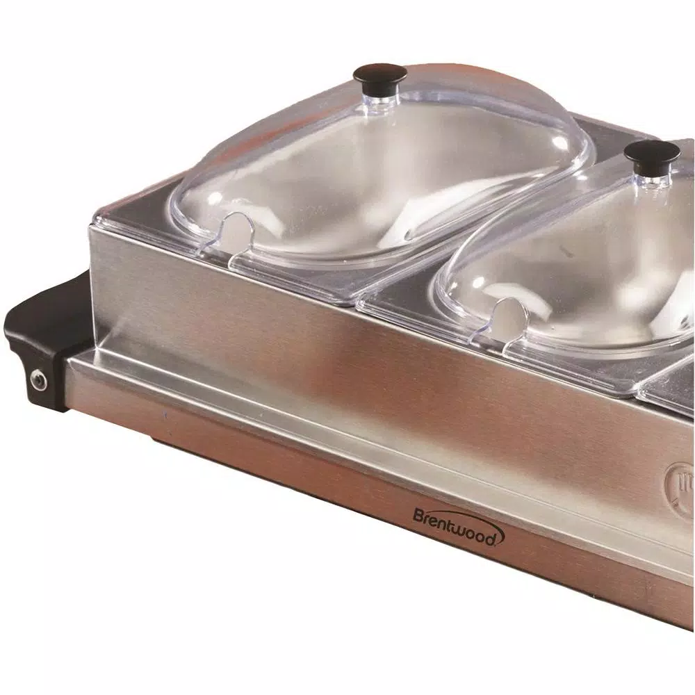 Brentwood Appliances BF-315 4.5 Qt. Stainless Steel 3-Pan Buffet Server and Warming Tray