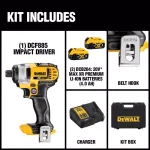 DEWALT 20V MAX Cordless 1/4 in. Impact Driver Kit with (2) 4.0 Ah Batteries, Charger & Bag thumbnail 2