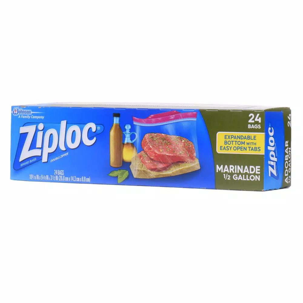 Ziploc Brand 0.5 Gallon Expandable Bottom Resealable Slider Bags, 12-Pack (24 Bags Total)