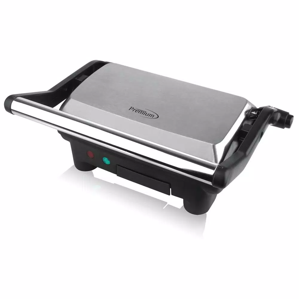 PREMIUM 1000W 2-Slice Panini Press and Indoor Grill with Removable Non-Stick Plates, Black