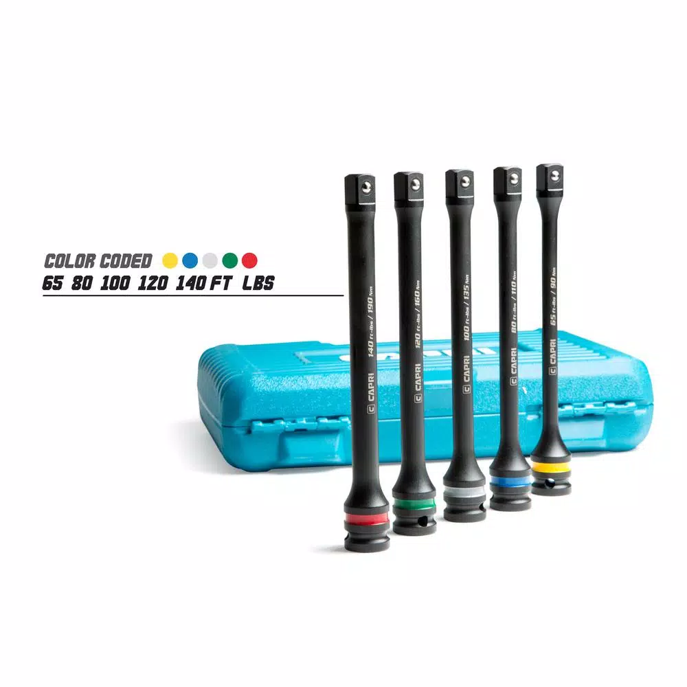 Capri Tools 1/2 in. Drive Torque Limiting Extension Bar Set, 65-140 ft. lbs., 5-Piece