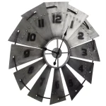 Pinnacle Rustic Galvanized Metal Windmill Wall Clock, 31-in Oversized Farmhouse Decor thumbnail 3