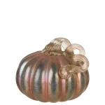 Glitzhome Blue and Gold Glittery Glass Pumpkin Set of 2 - Handmade Indoor Tabletop Decor thumbnail 3
